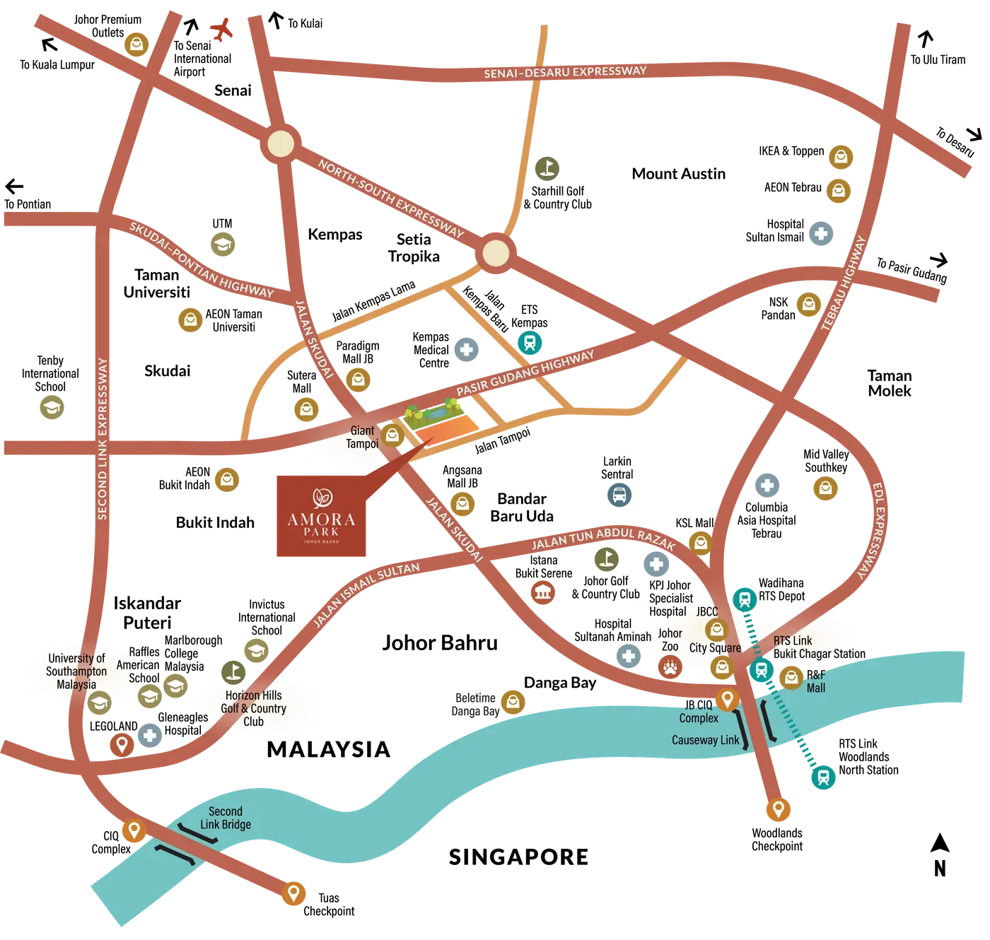 Amora Park 交通位置图